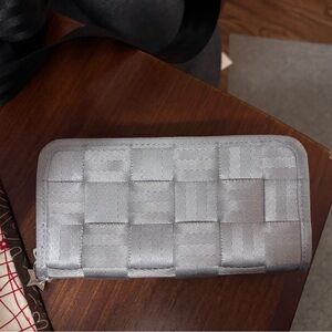 Silver Woven Zip-Around Wallet